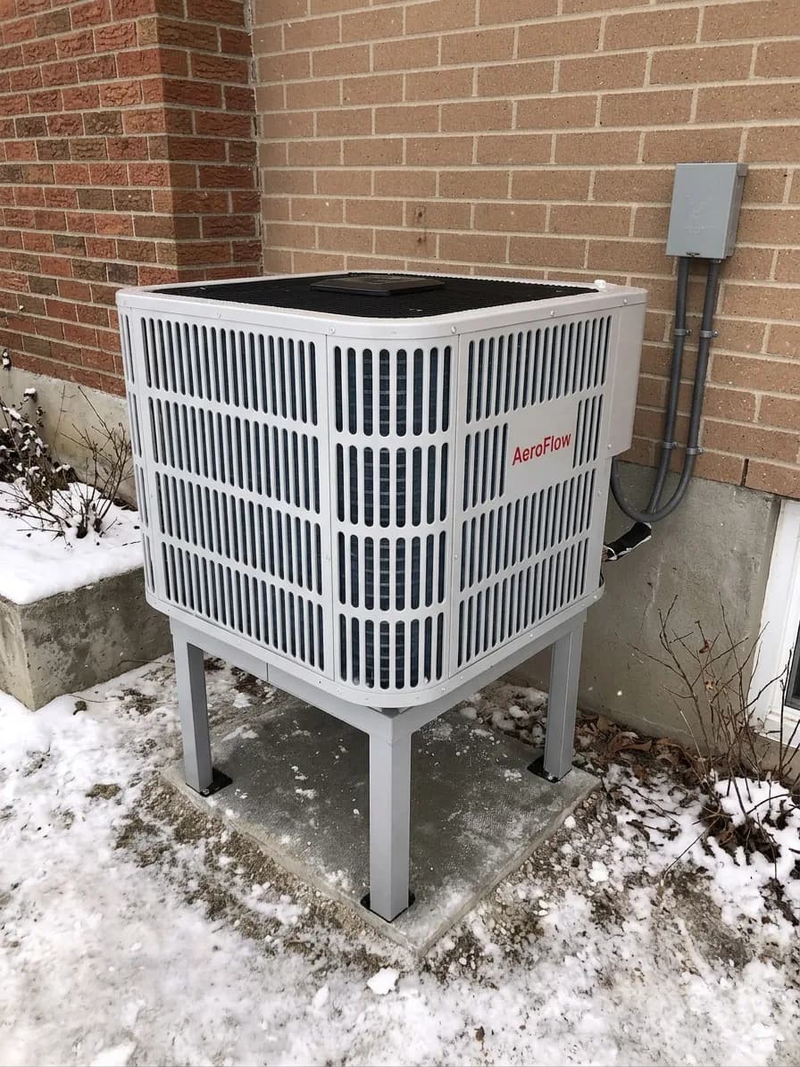 Cold-climate heat pump operating during an Oxford County winter — compared head-to-head against gas furnaces.